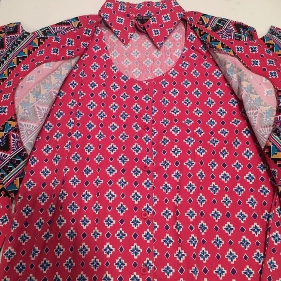 Frontier Series Western Aztec Cowgirl Button Up Shirt Size Medium Vintage - Picture 9 of 13